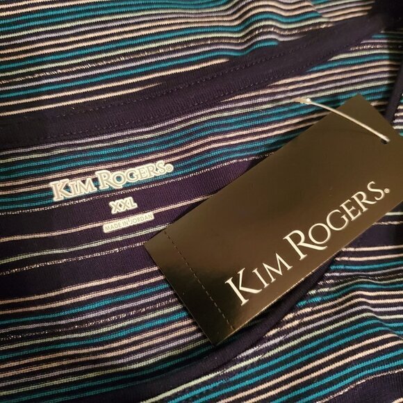 kim Rogers Black Blue Sparkle Pullover Scoop Neck Long Sleeve Top Size XXL NWT - Picture 8 of 10